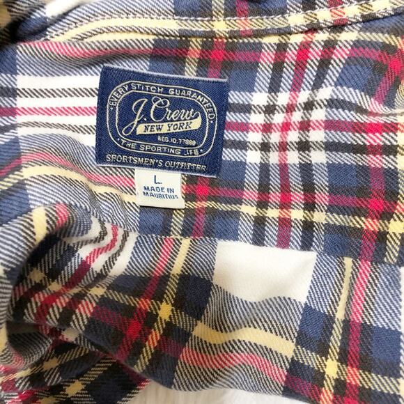 J. Crew Mens Shirt Large Long Sleeved Plaid Button Blouse Pockets - Picture 3 of 4